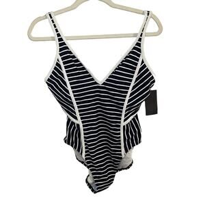 NWT Tommy Hilfiger Size 12 bathing suit One Piece Swimsuit blue stripes Swim